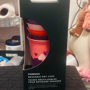 Starbucks Pink and Purple Heart Reusable Hot Cups